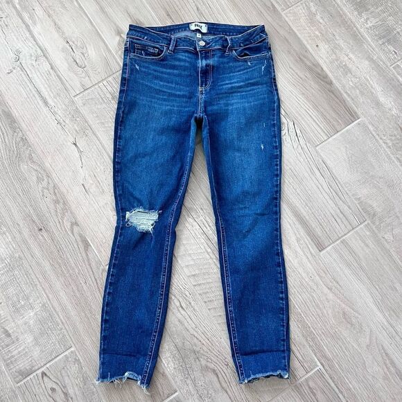 Paige Women’s Verdugo Ankle Aylah Destructed Tuned In Raw Hem Jeans Size 31 - Picture 2 of 6